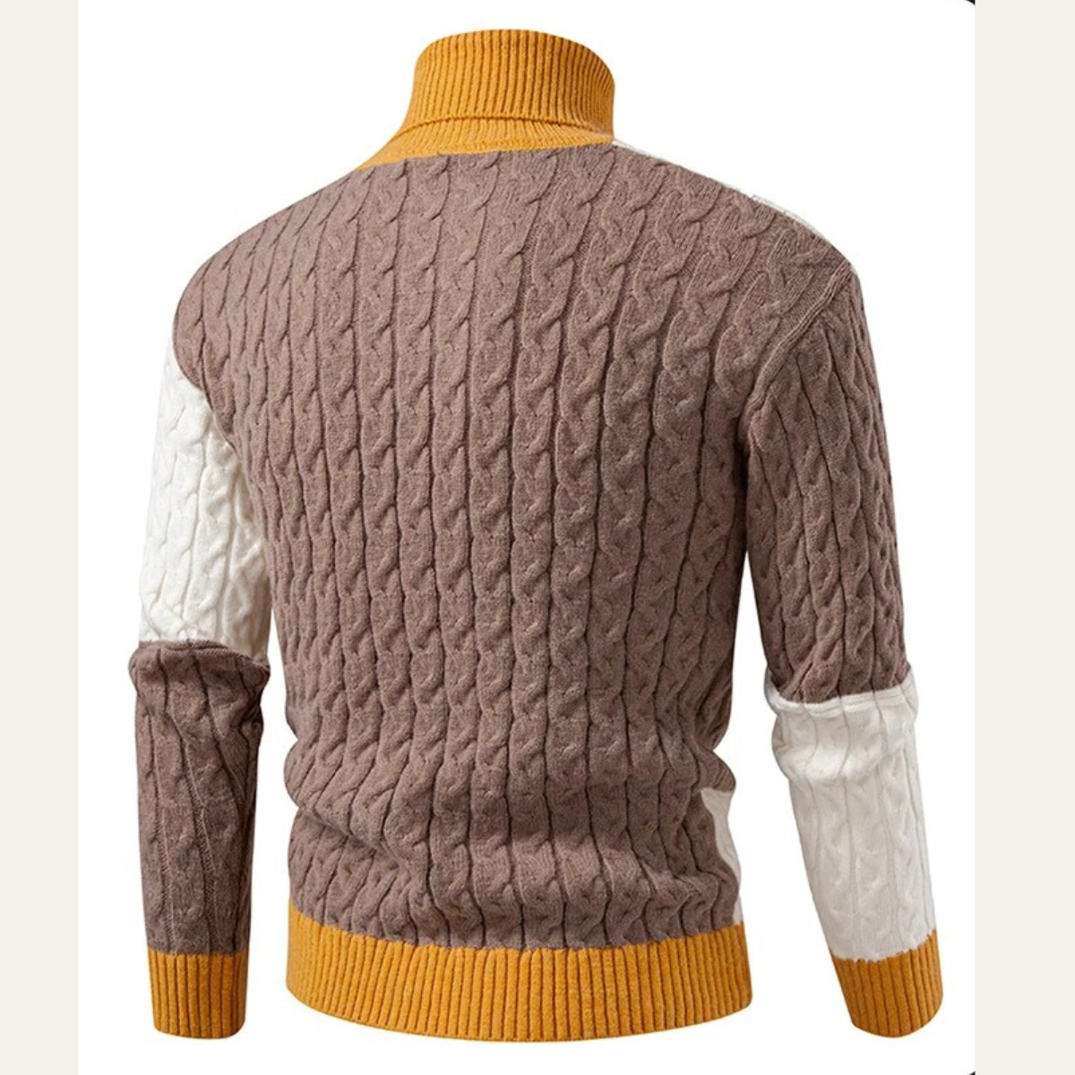 The Bevagna – pull à col roulé en maille patchwork color block pour homme