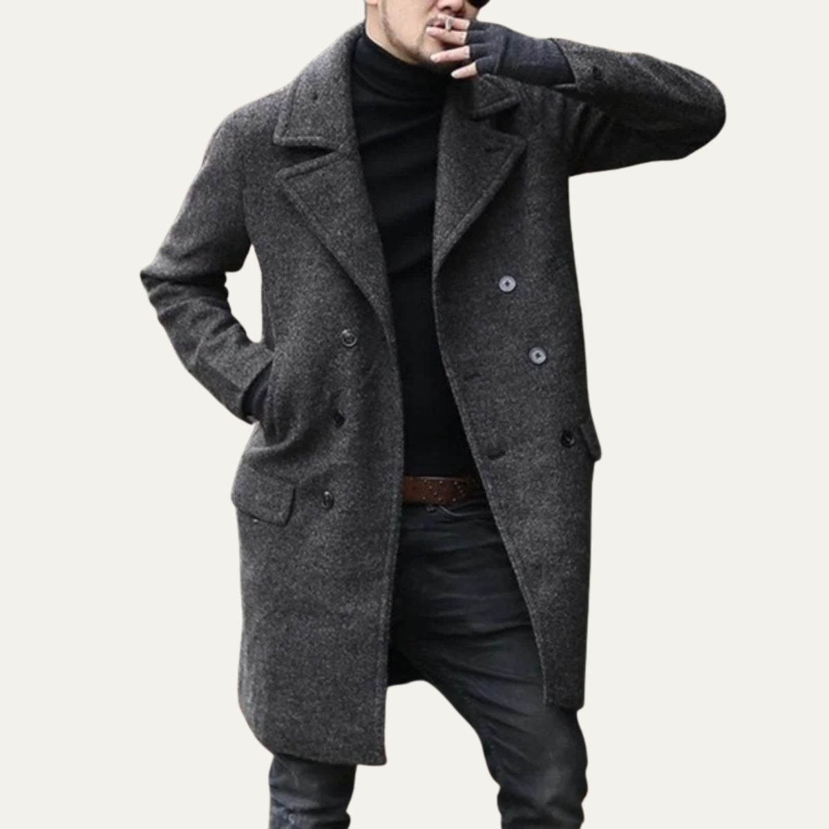 The Ashride - Trench-coat pour homme en laine mélangée à double boutonnage
