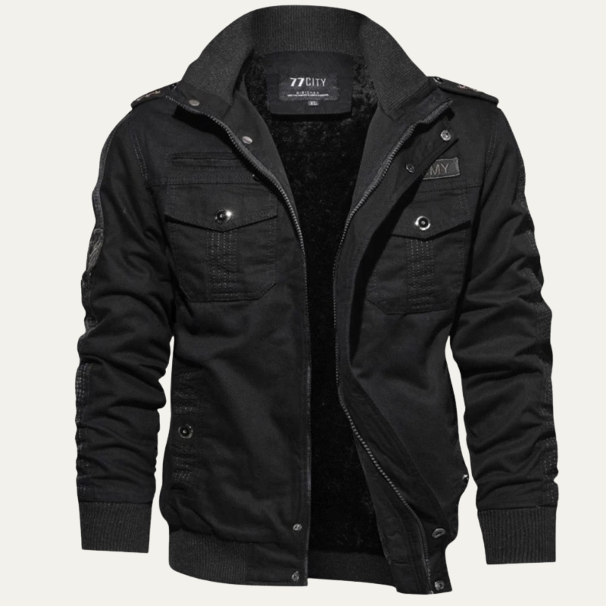 The Foxgate - Blouson aviateur coupe-vent doublé en peluche épaisse pour homme