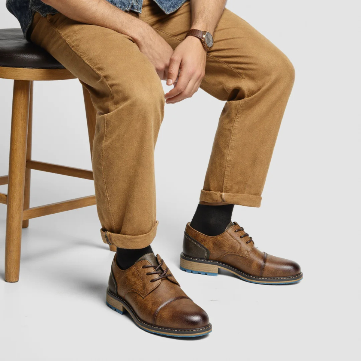 The Monferrato Chaussures Oxford en cuir à lacets rétro pour hommes