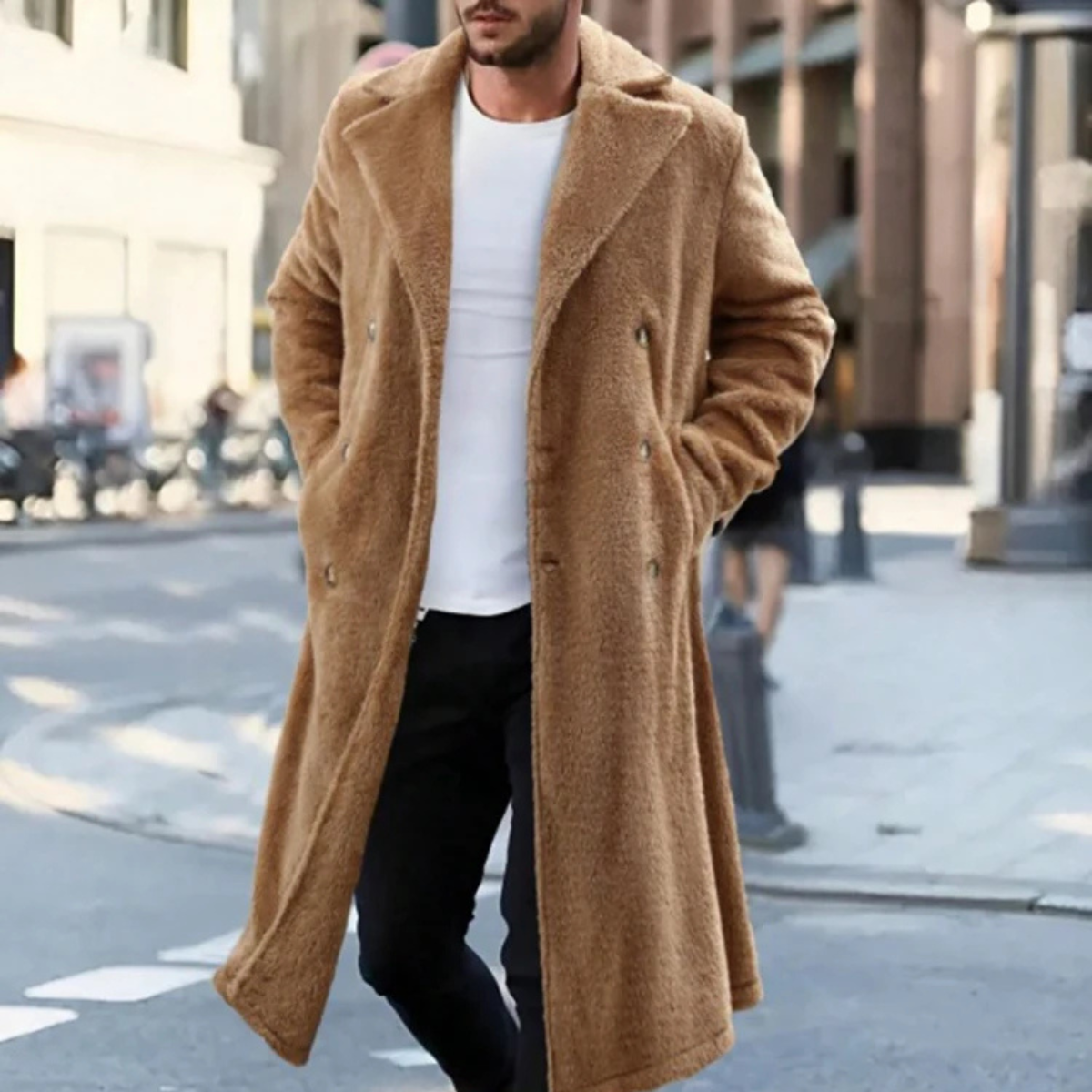 The Fairchild - Manteau d'Hiver Doublé en Velours Marron Chaud pour Homme