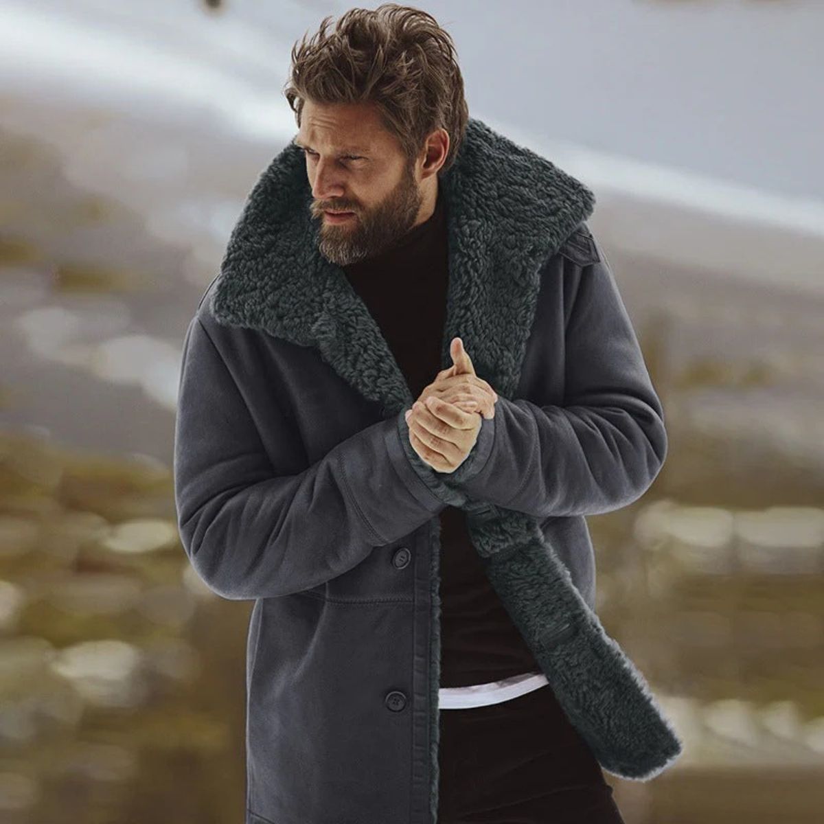 The Aspen - Manteau en peau lainée pour homme – Manteau d'hiver classique