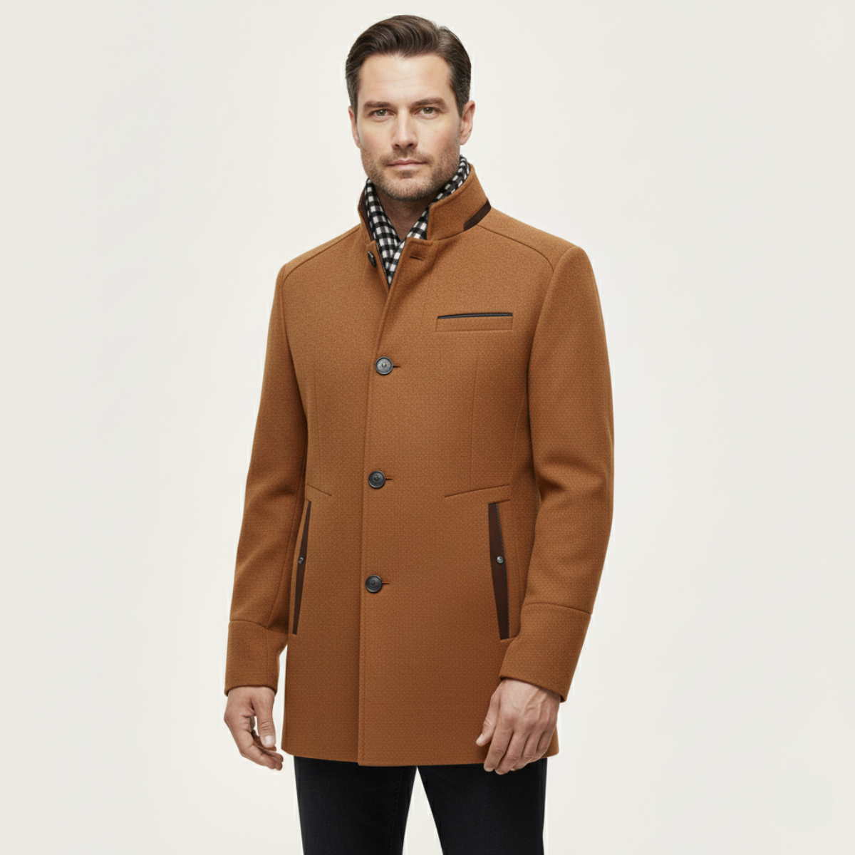 The Blenheim - Trench-coat en laine chic et décontracté pour homme avec col montant