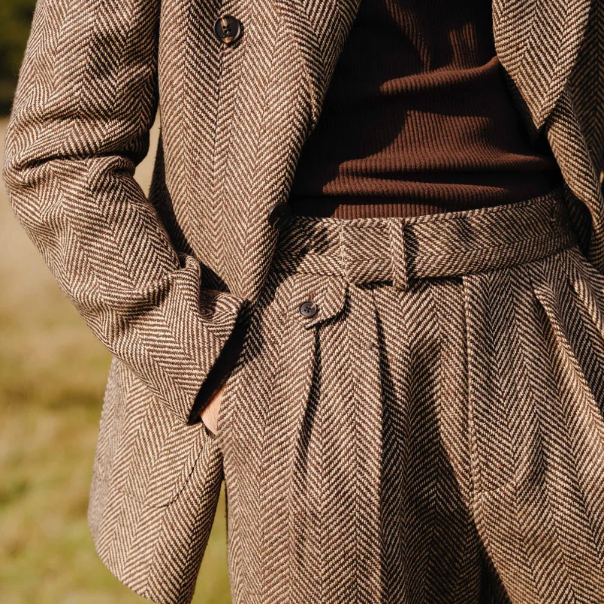 The Camden - Costume en tweed à chevrons pour homme – Veste croisée et pantalon