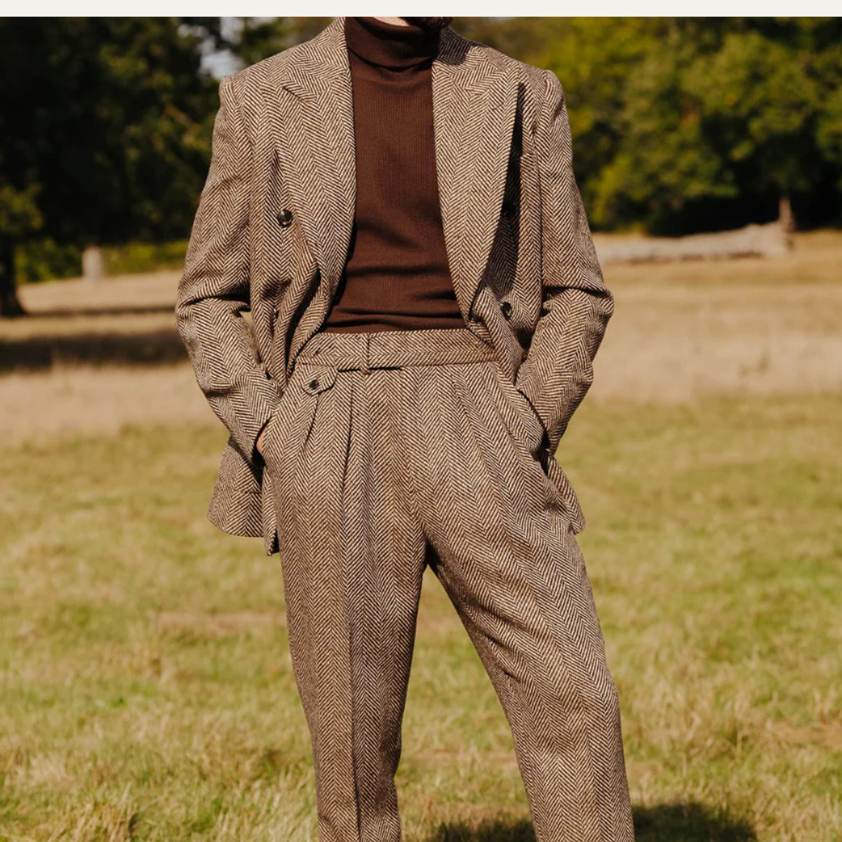The Camden - Costume en tweed à chevrons pour homme – Veste croisée et pantalon
