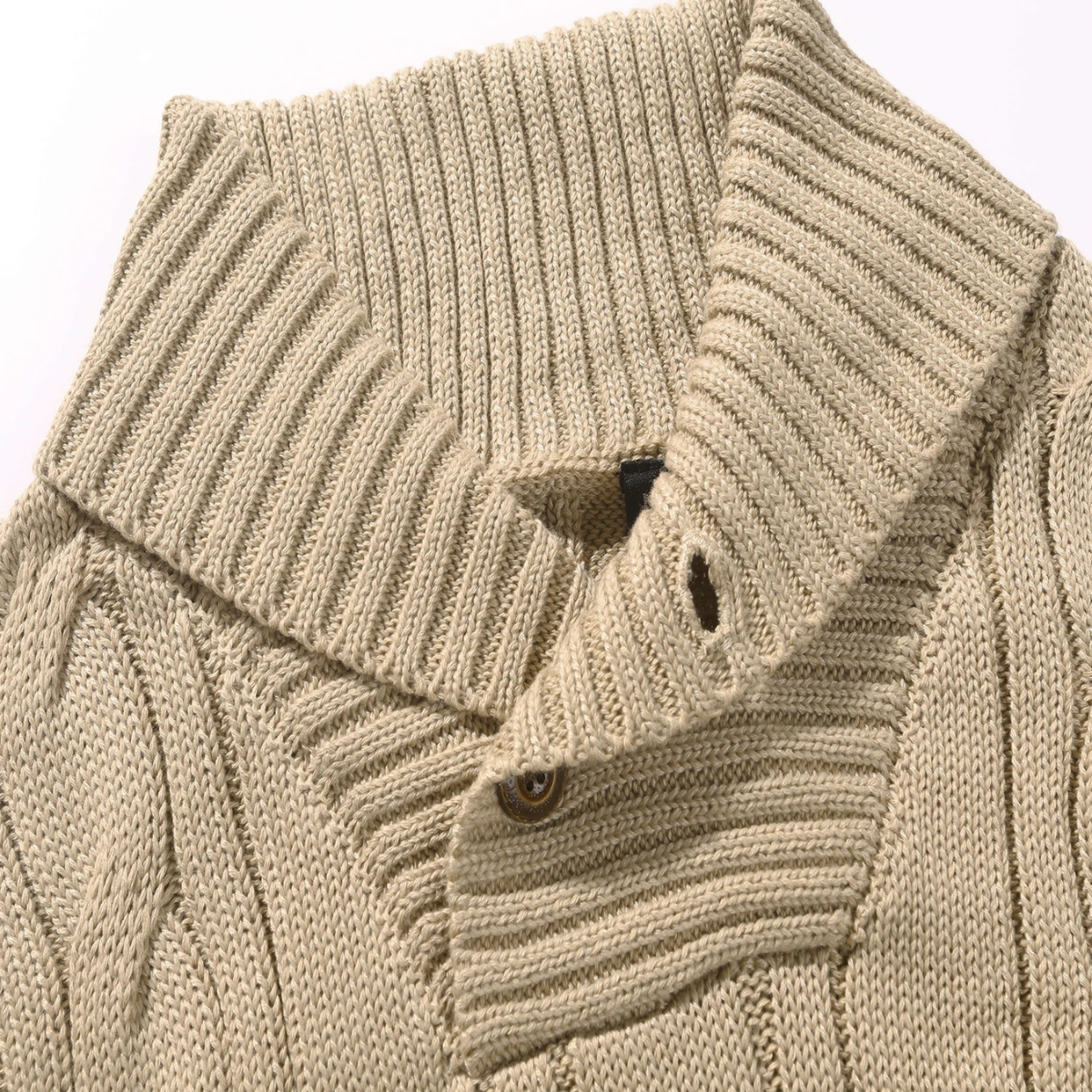 The Bevagna - Pull à Col Châle en Tricot Câble pour Homme