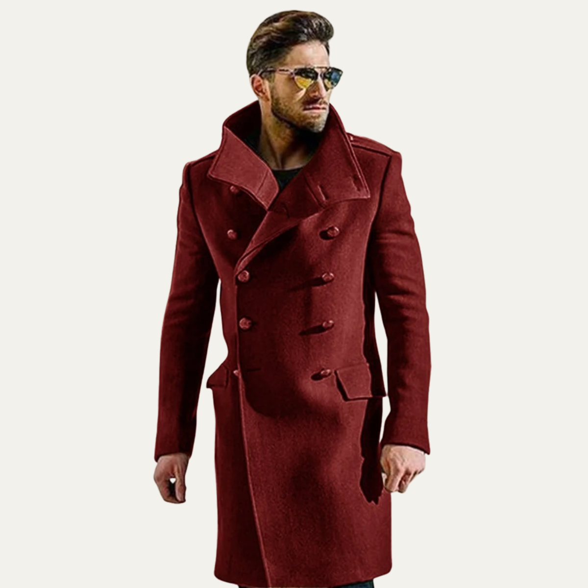 The Dunhill - manteau trench long en laine doublement boutonné élégant pour hommes
