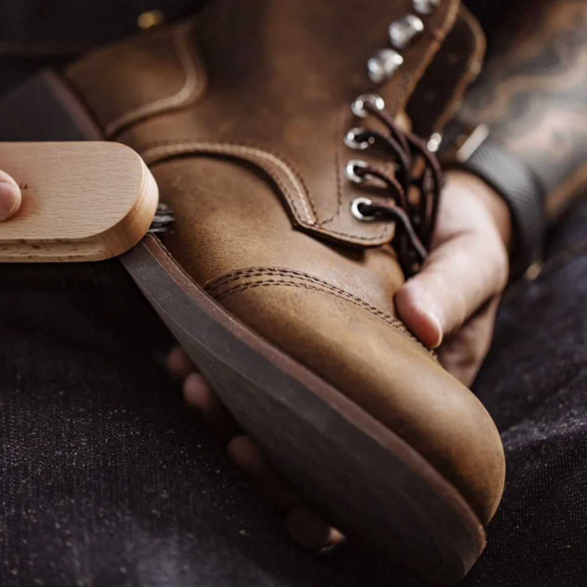 The Grayfield Bottes de combat en cuir pour hommes, à lacets
