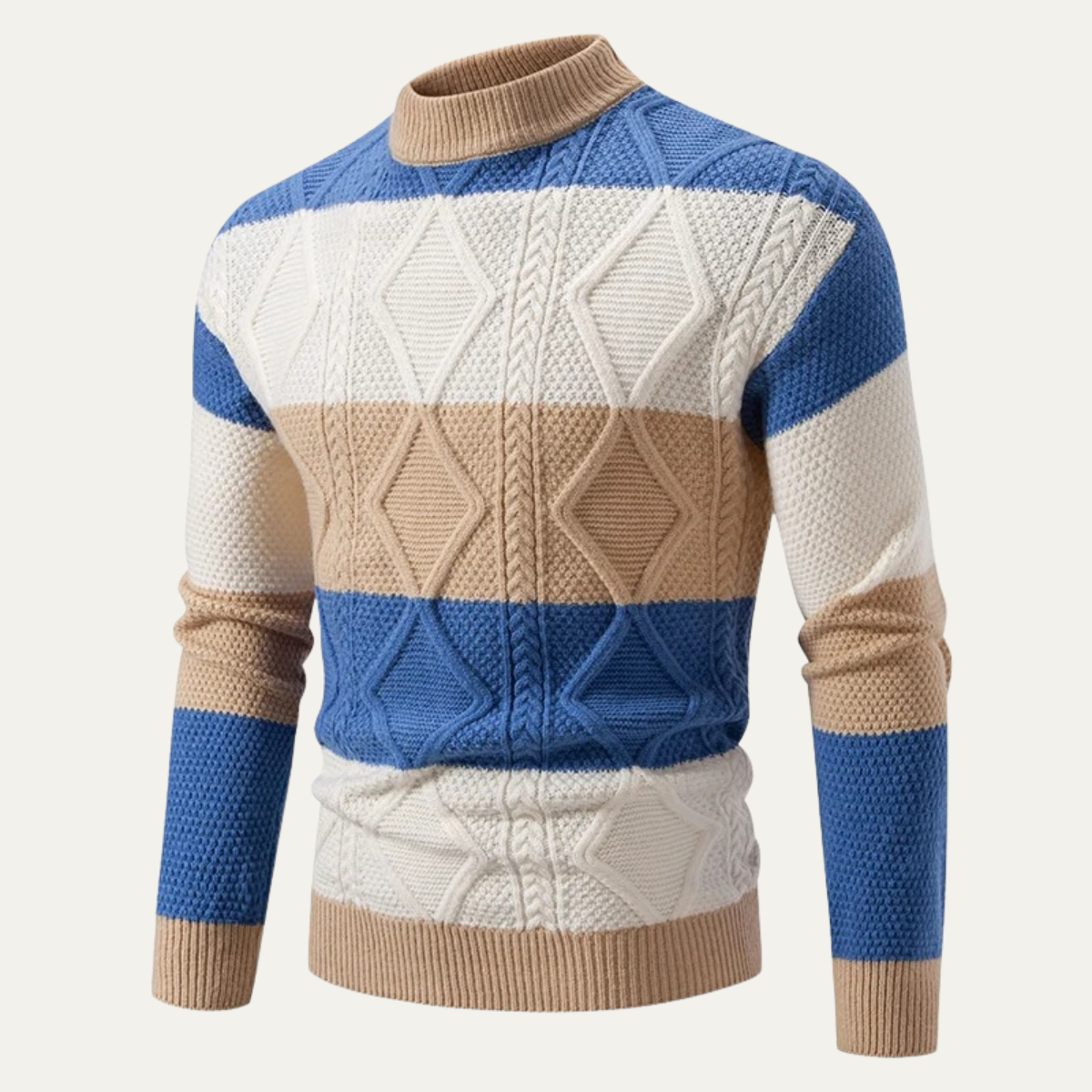 The San Candido – pull homme en tricot torsadé à blocs de couleur