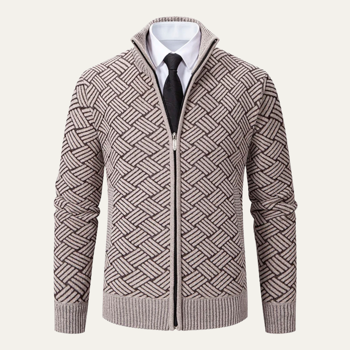 The Brackenridge - Veste à Zip Complet Tricotée Épaissie et Doublée en Fleece pour Hommes