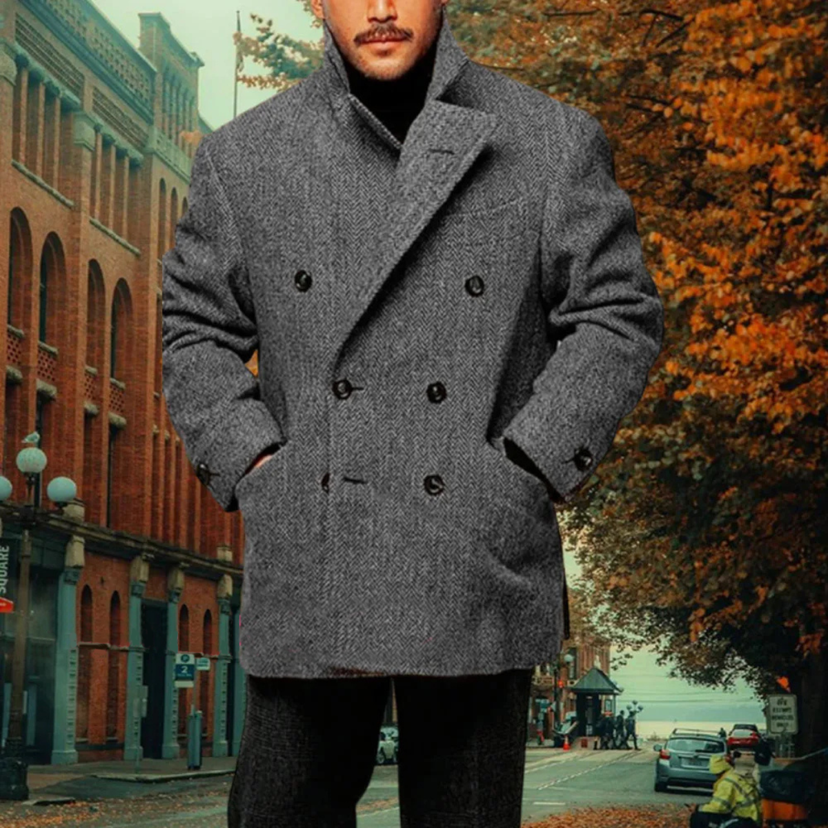 The Ashton - Blazer d'hiver vintage à double boutonnage en laine mélangée pour homme