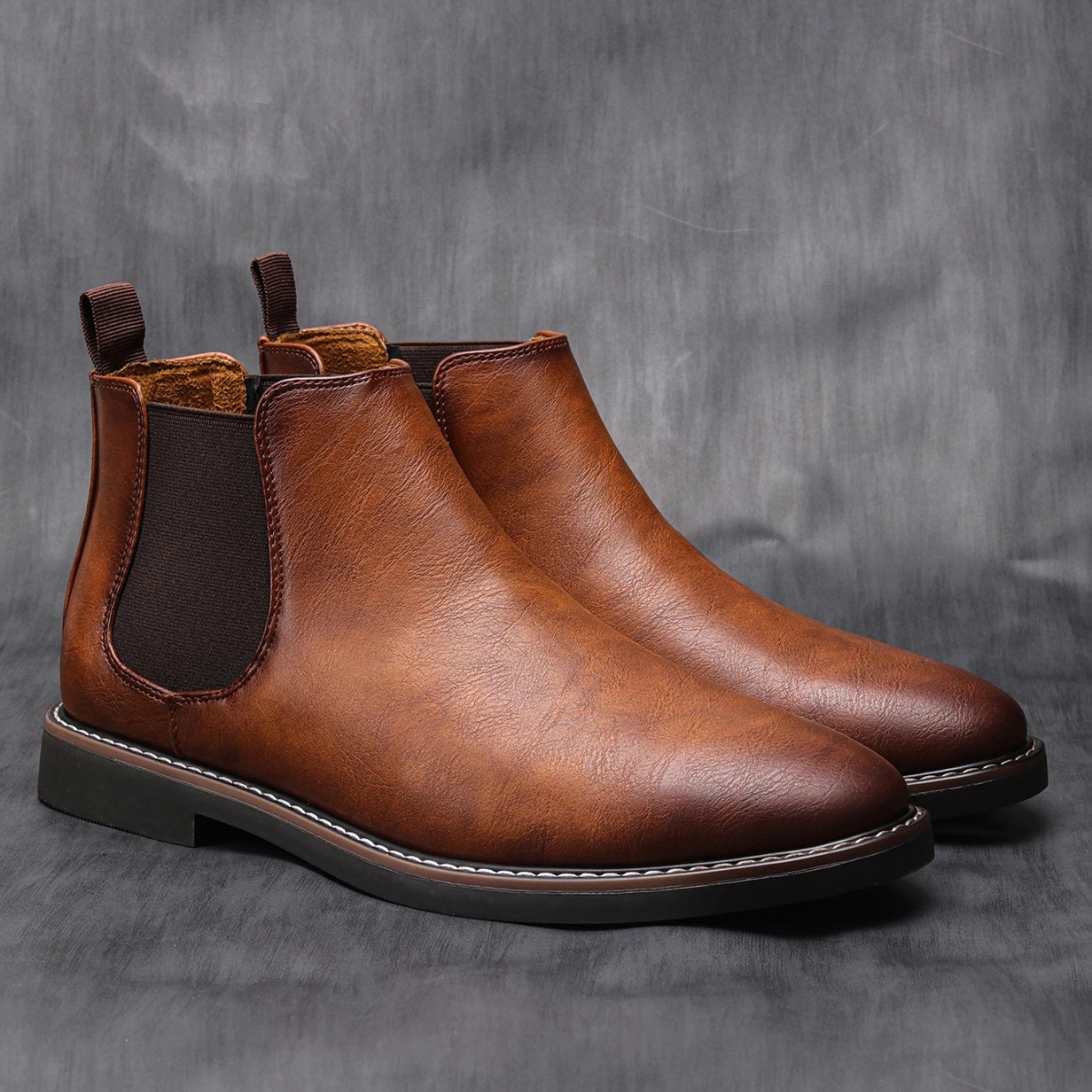 The Montalcino Bottines Chelsea Classiques en Cuir Marron à Enfiler pour Homme
