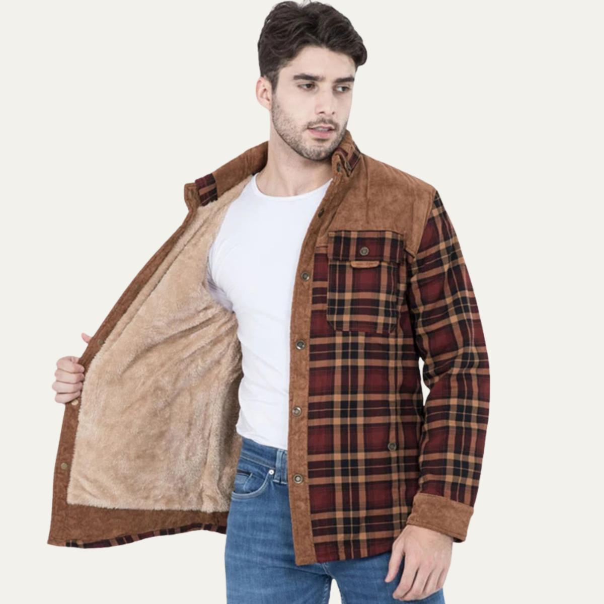 The Montefalco - Veste décontractée à carreaux en flanelle pour homme avec multiples poches