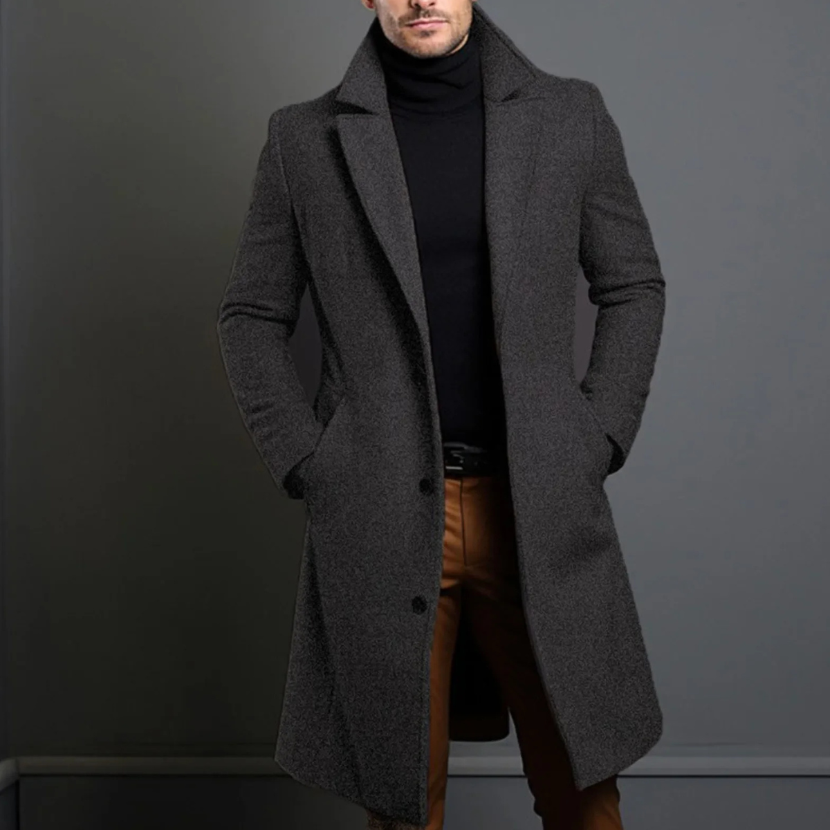 The Wilshire - Manteau long pour homme en laine mélangée avec fermeture croisée