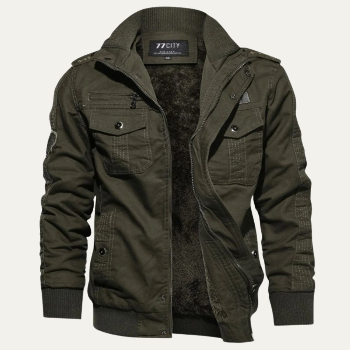 The Foxgate - Blouson aviateur coupe-vent doublé en peluche épaisse pour homme