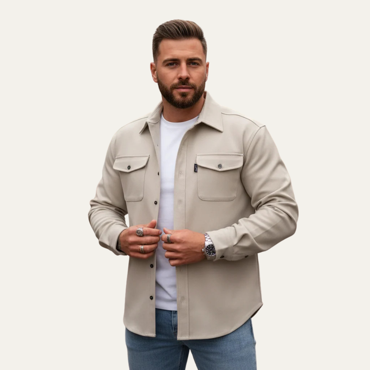 The Crossfield - Chemise en Mélange de Coton à Boutons Modernes pour Hommes