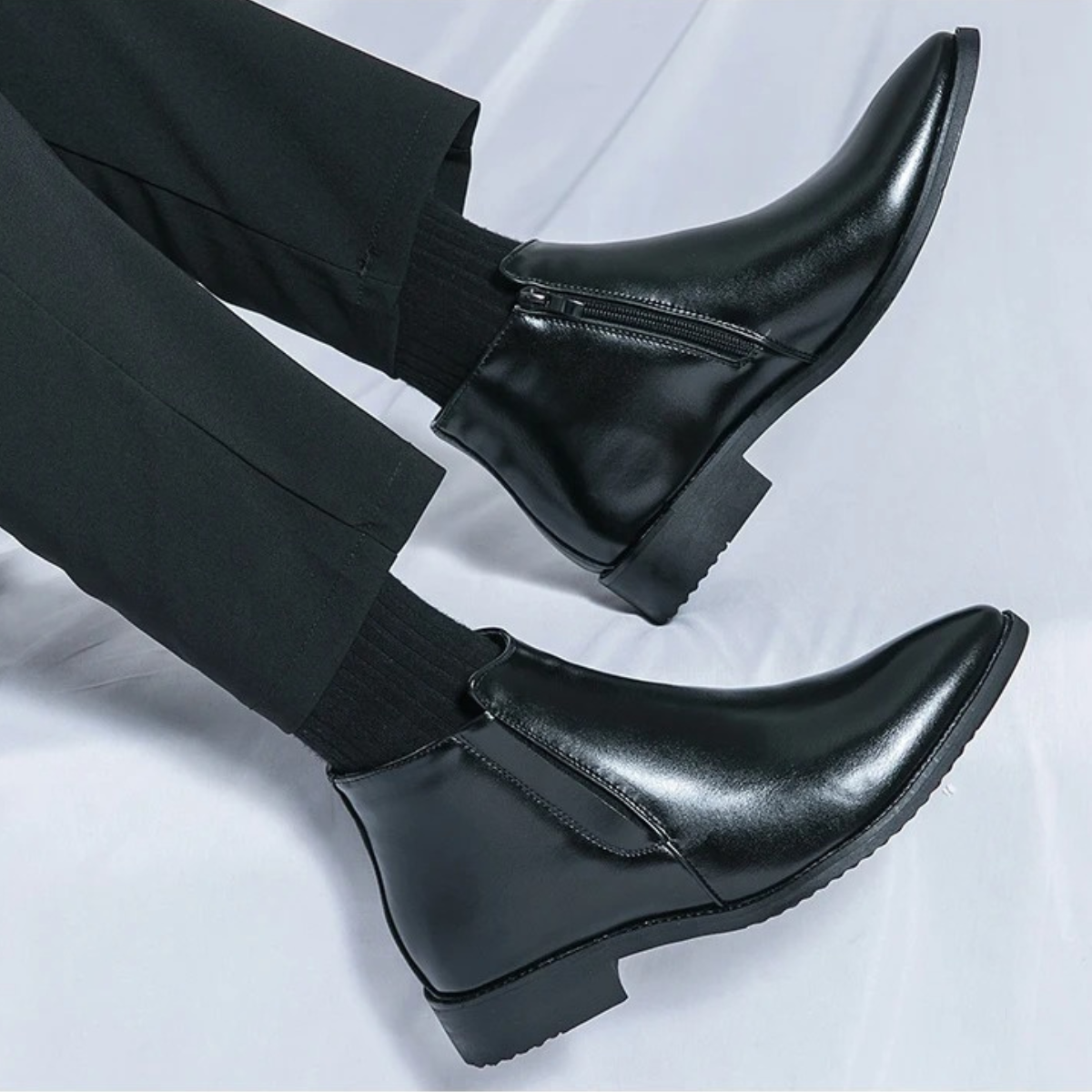 The Panarea - Bottes Chelsea Slip-On en Cuir Classiques pour Hommes
