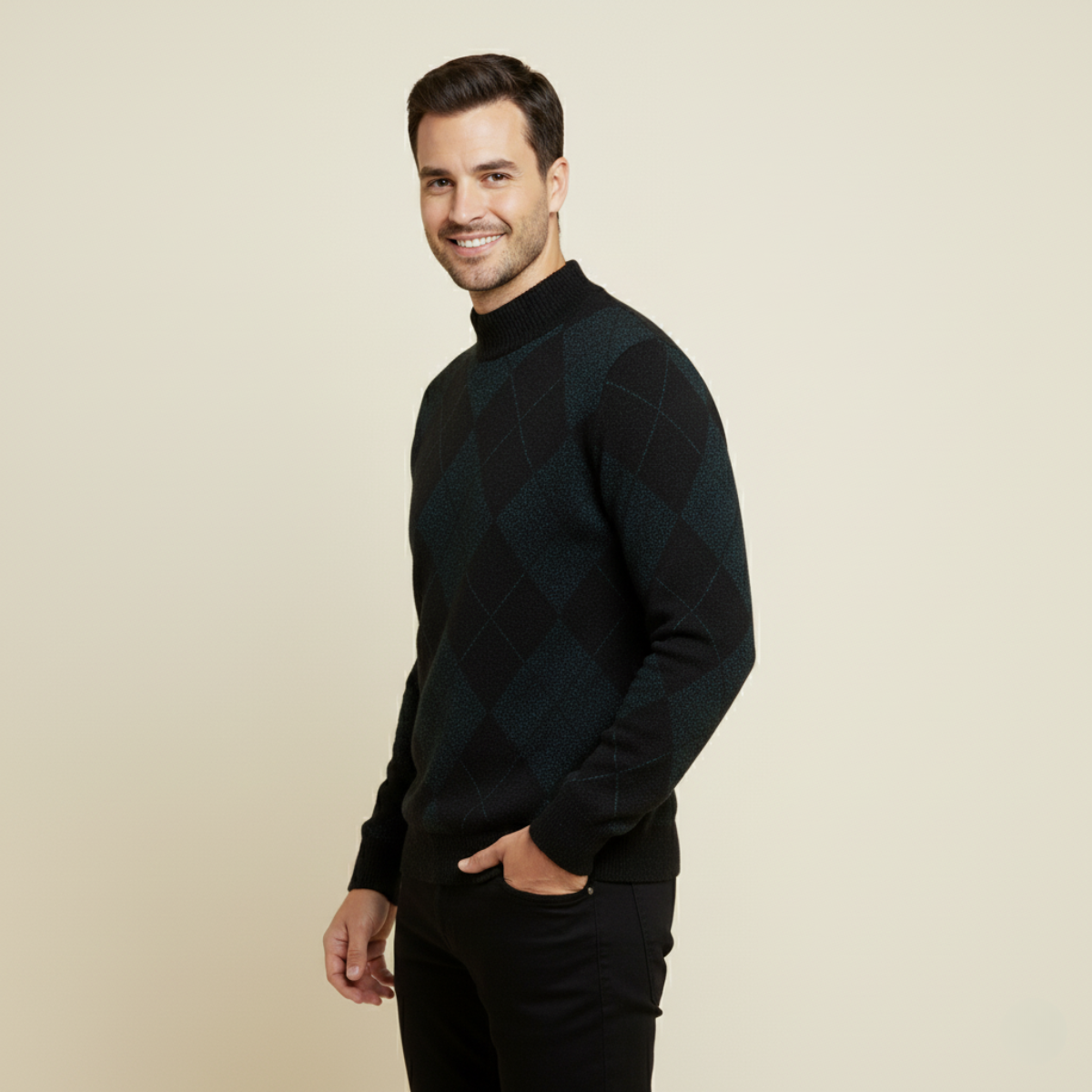 The Ortisei – Pull homme motif argyle en maille élégante