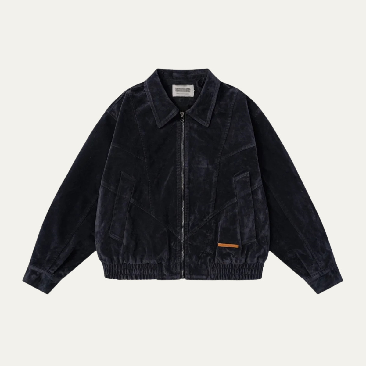 The Caldaro - Blouson aviateur rétro en daim avec fermeture éclair pour homme