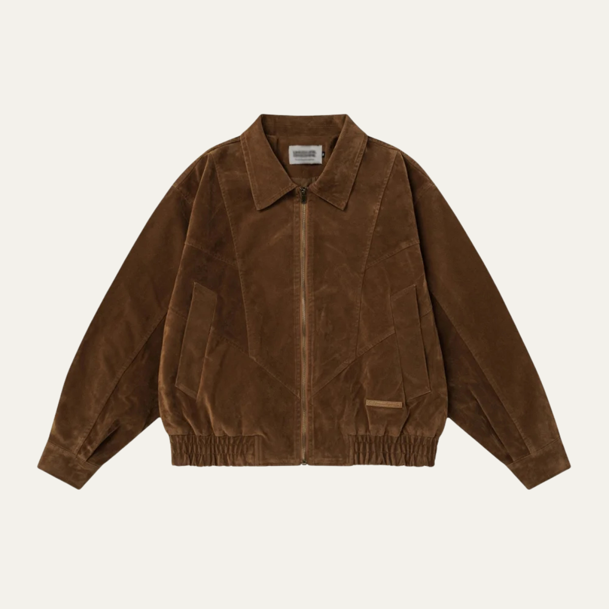 The Caldaro - Blouson aviateur rétro en daim avec fermeture éclair pour homme