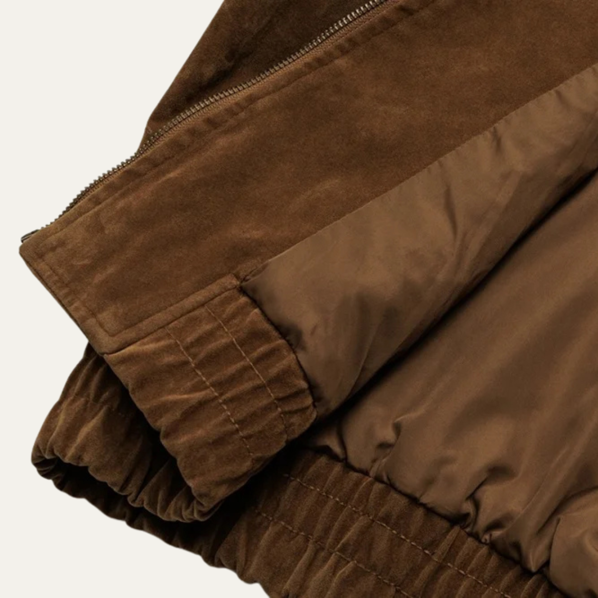 The Caldaro - Blouson aviateur rétro en daim avec fermeture éclair pour homme