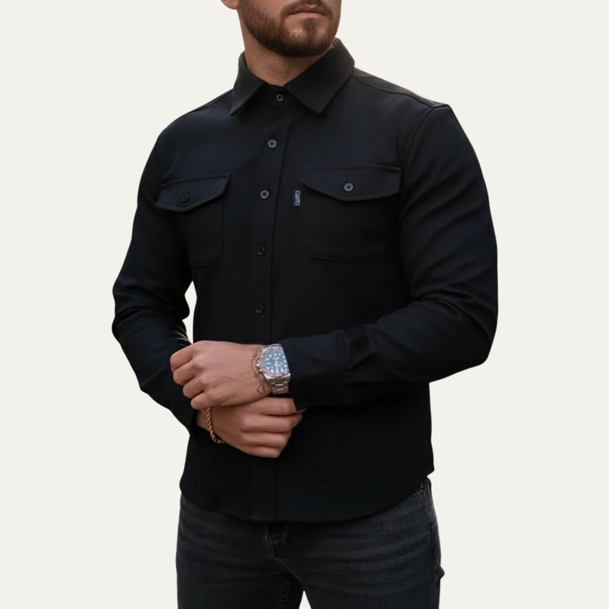 The Crossfield - Chemise en Mélange de Coton à Boutons Modernes pour Hommes