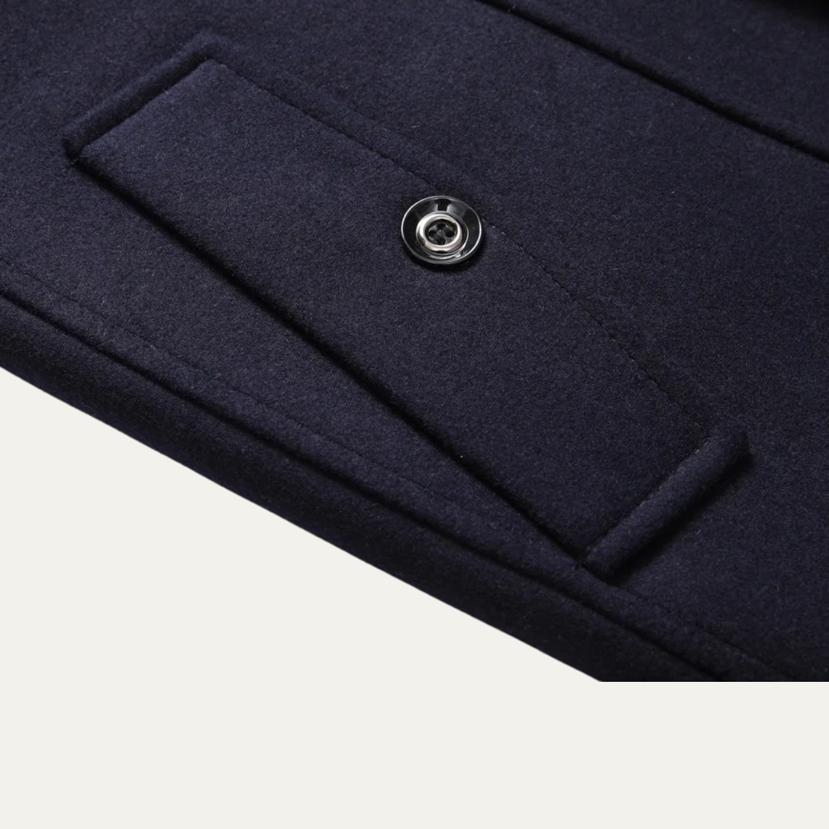 The Siena Manteau Long en Laine Mélangée pour Homme avec Col à Revers