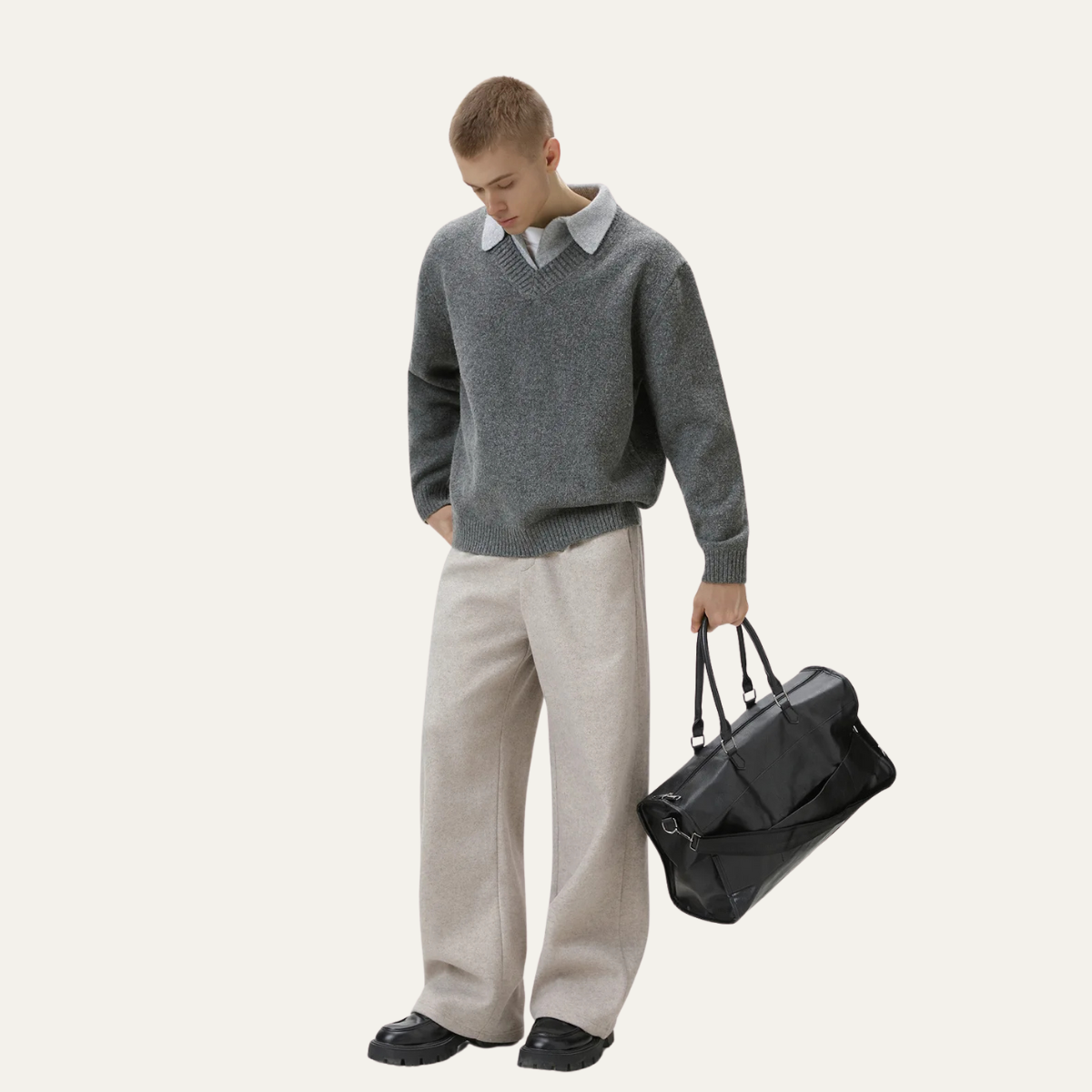 The Matera Stylish Le Pull Tricoté à Col Polo Doux pour Homme