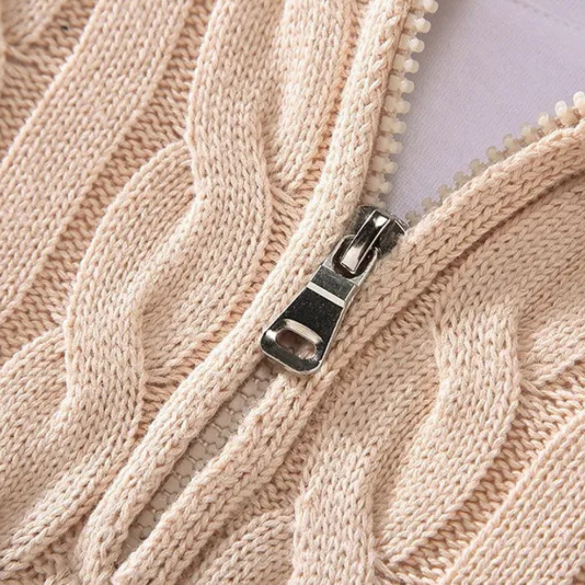 The Ashmeadow - Pull à fermeture éclair pour homme en 100 % coton doux tricoté torsadé