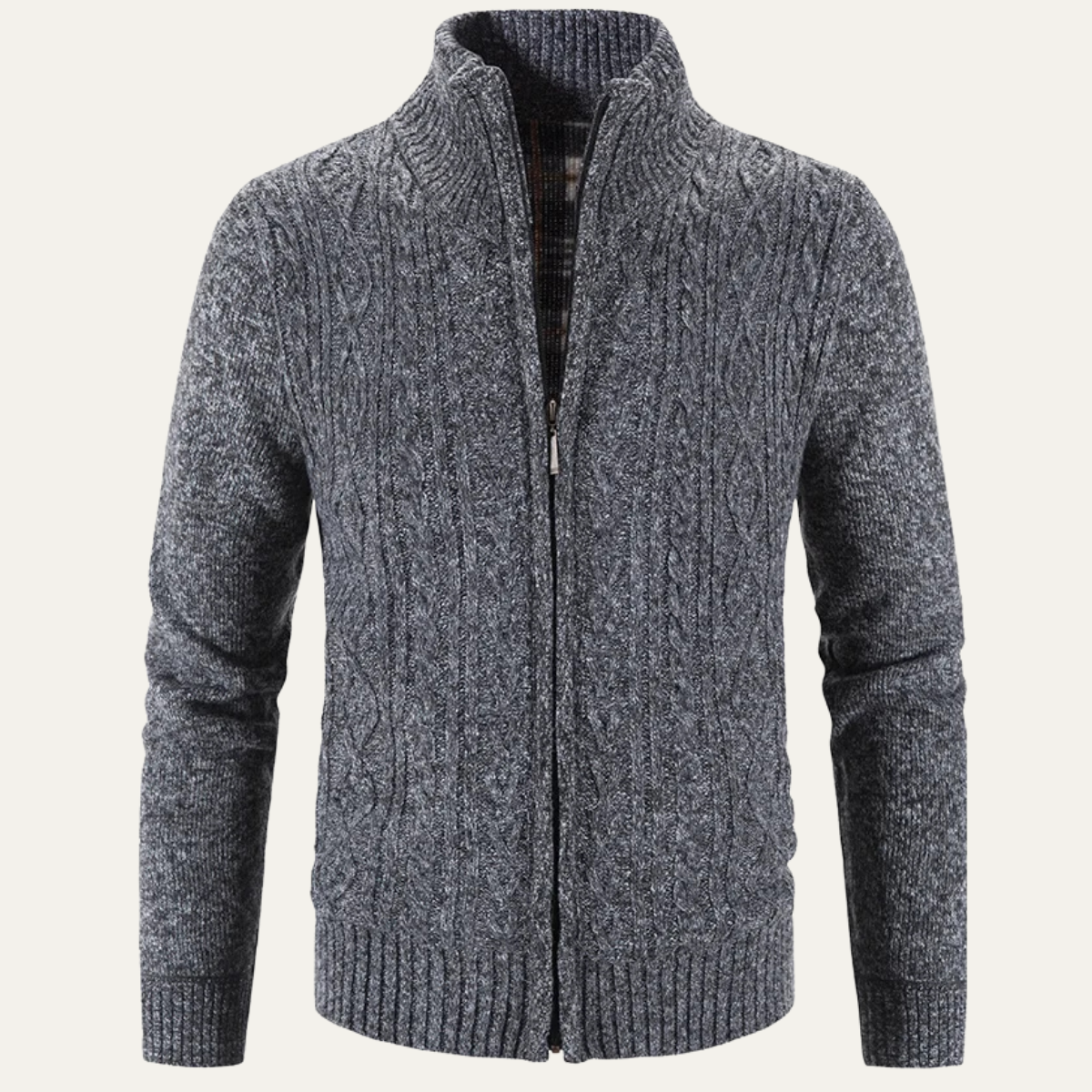 The Pienza - Veste Tricotée Zippée en Fleece Chaud pour Hommes