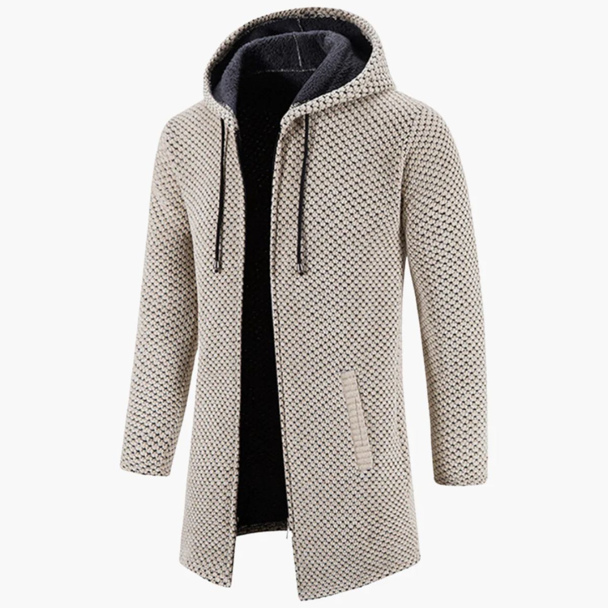 The Copenhagen - Manteau long décontracté à capuche en tricot pour homme