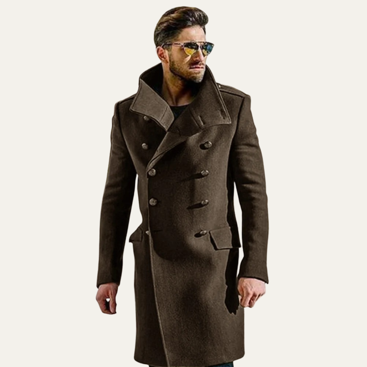 The Stratord - Trench Coat Long en Laine Double Boutonnage pour Hommes