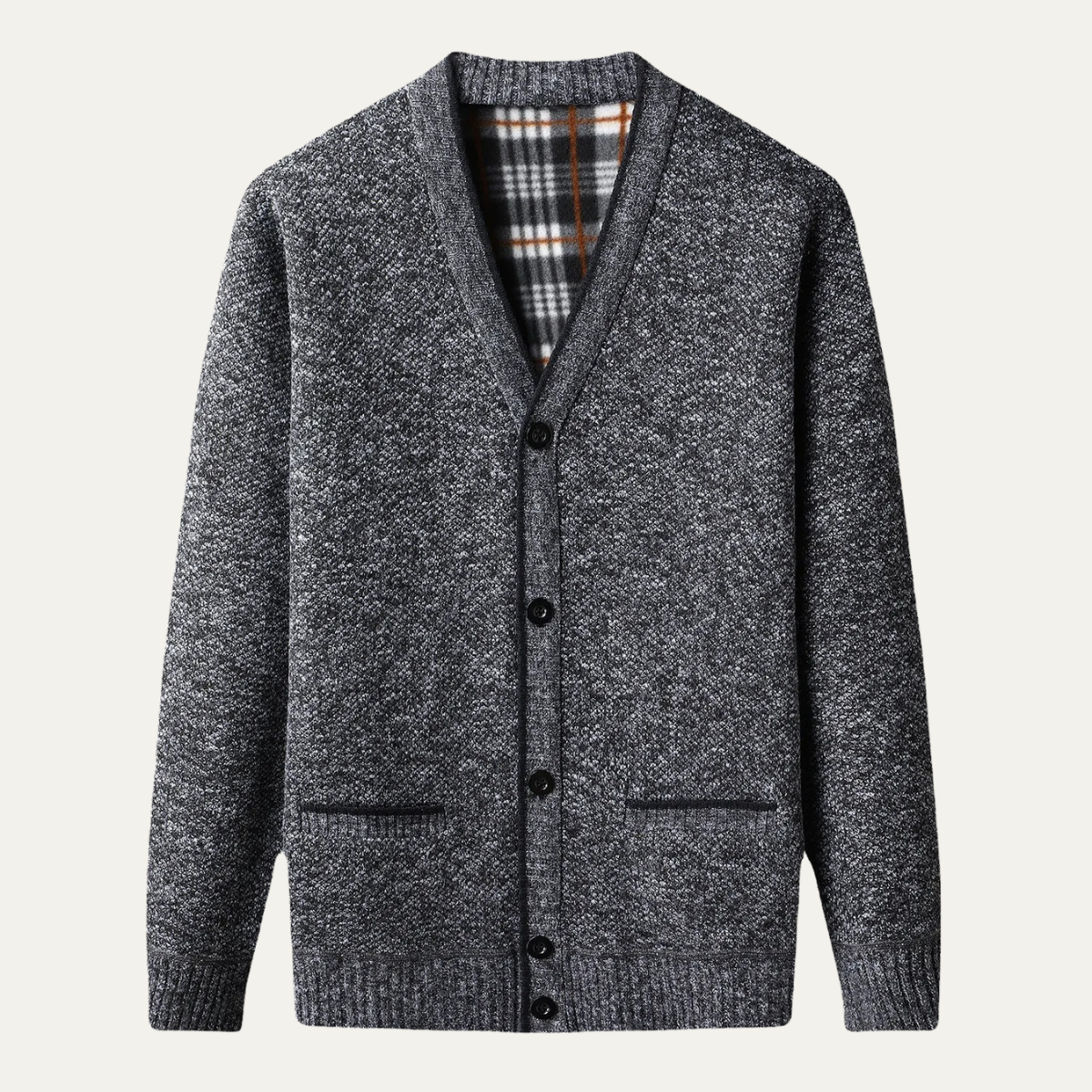 The Whitford – Cardigan Homme Cachemire Col V Doublure Chaude