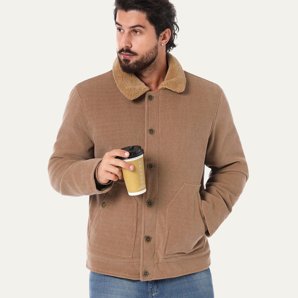 The Aventino - Veste à Boutons en Velours Côtelé Sherpa pour Homme