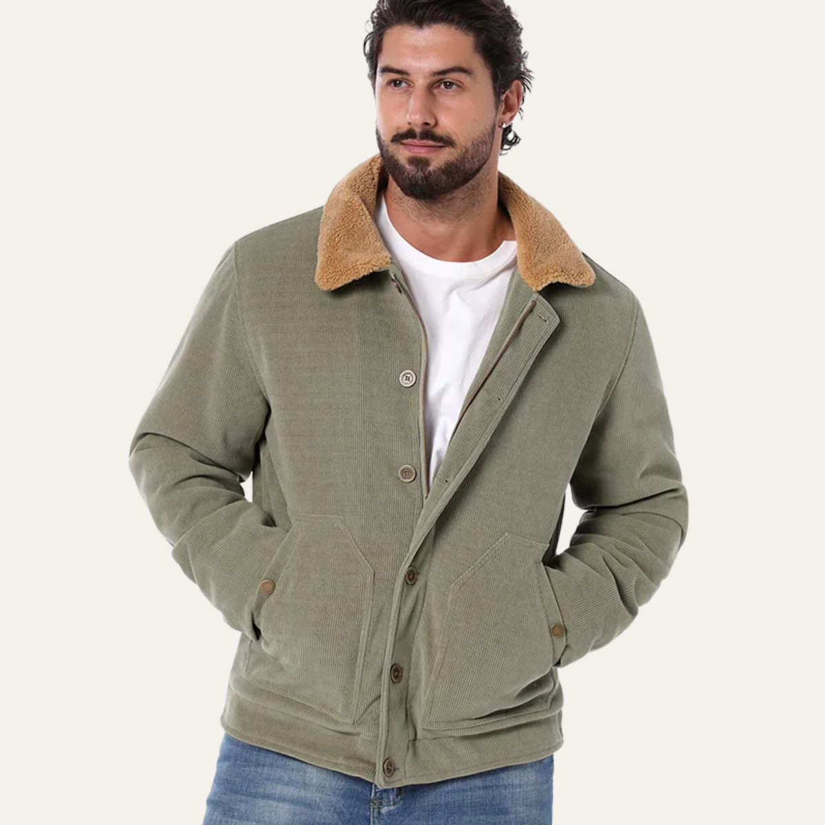 The Aventino - Veste à Boutons en Velours Côtelé Sherpa pour Homme