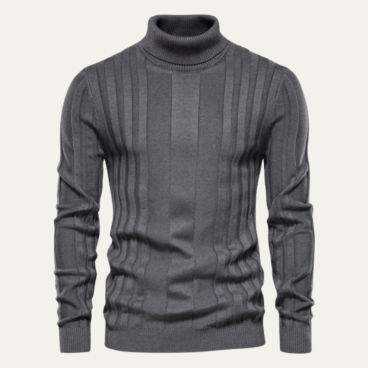 The Bolgheri – Pull homme col roulé en maille côtelée coupe ajustée