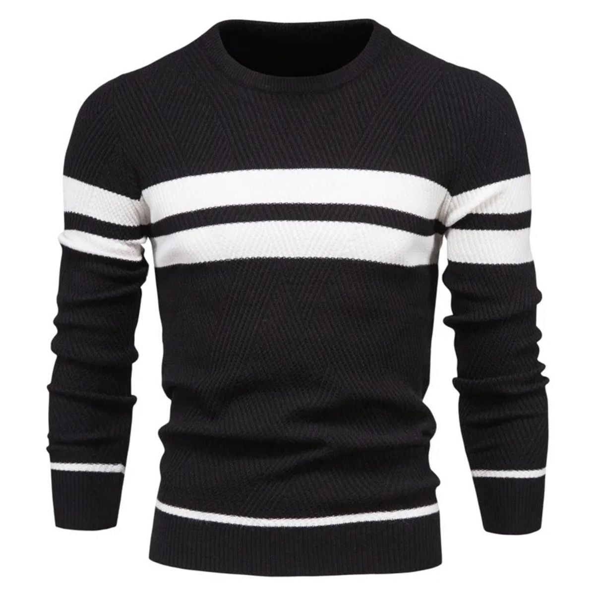 The Paris – Pull rayé en maille premium pour homme style chic parisien doux pour l’hiver