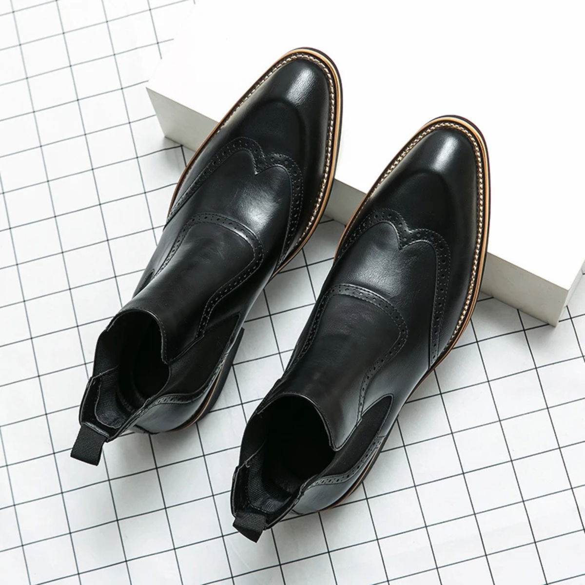 The Gravedona - Bottes de Costume Chelsea en Cuir Brogue pour Hommes