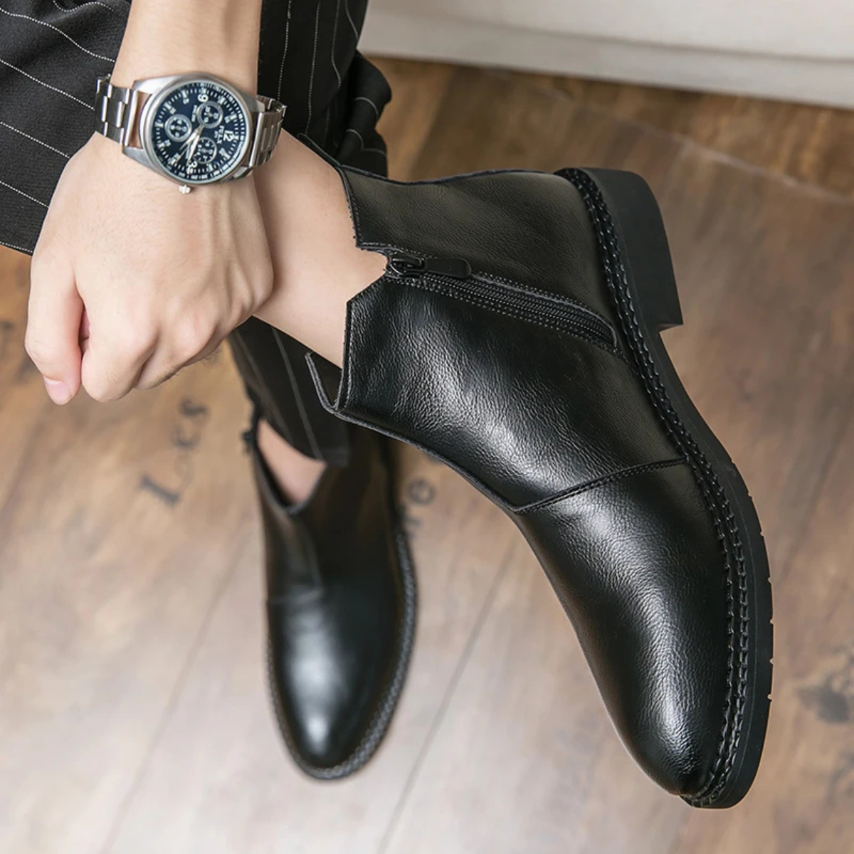 The  Etna Rosso - Chaussures Cheville Classiques pour Hommes en Cuir Authentique