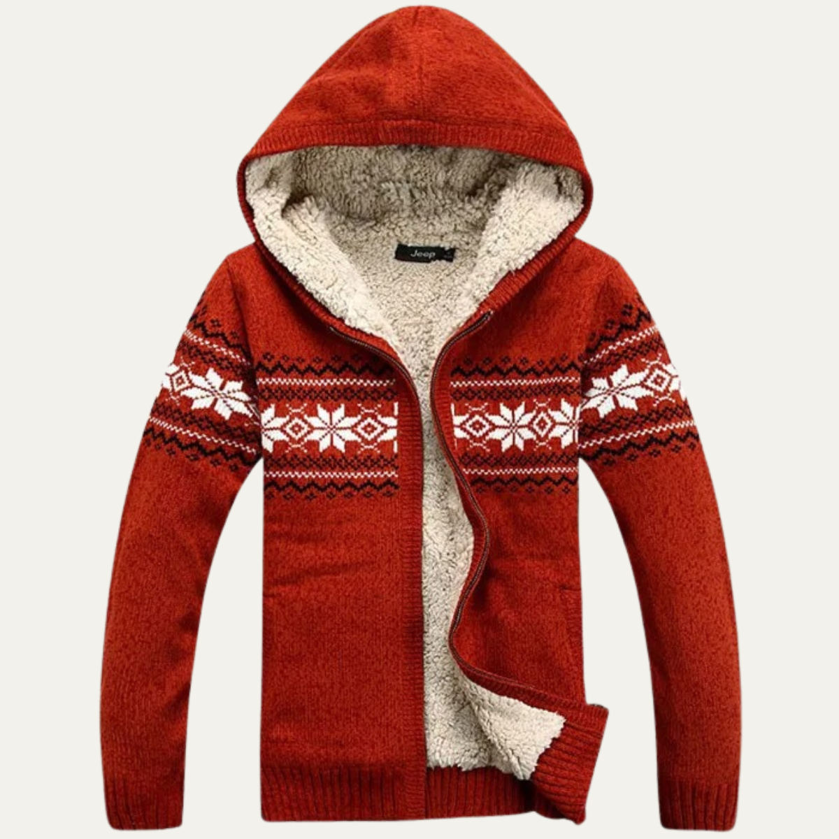 The Porto Azzurro - Veste zippée tricotée pour homme avec motif nordique