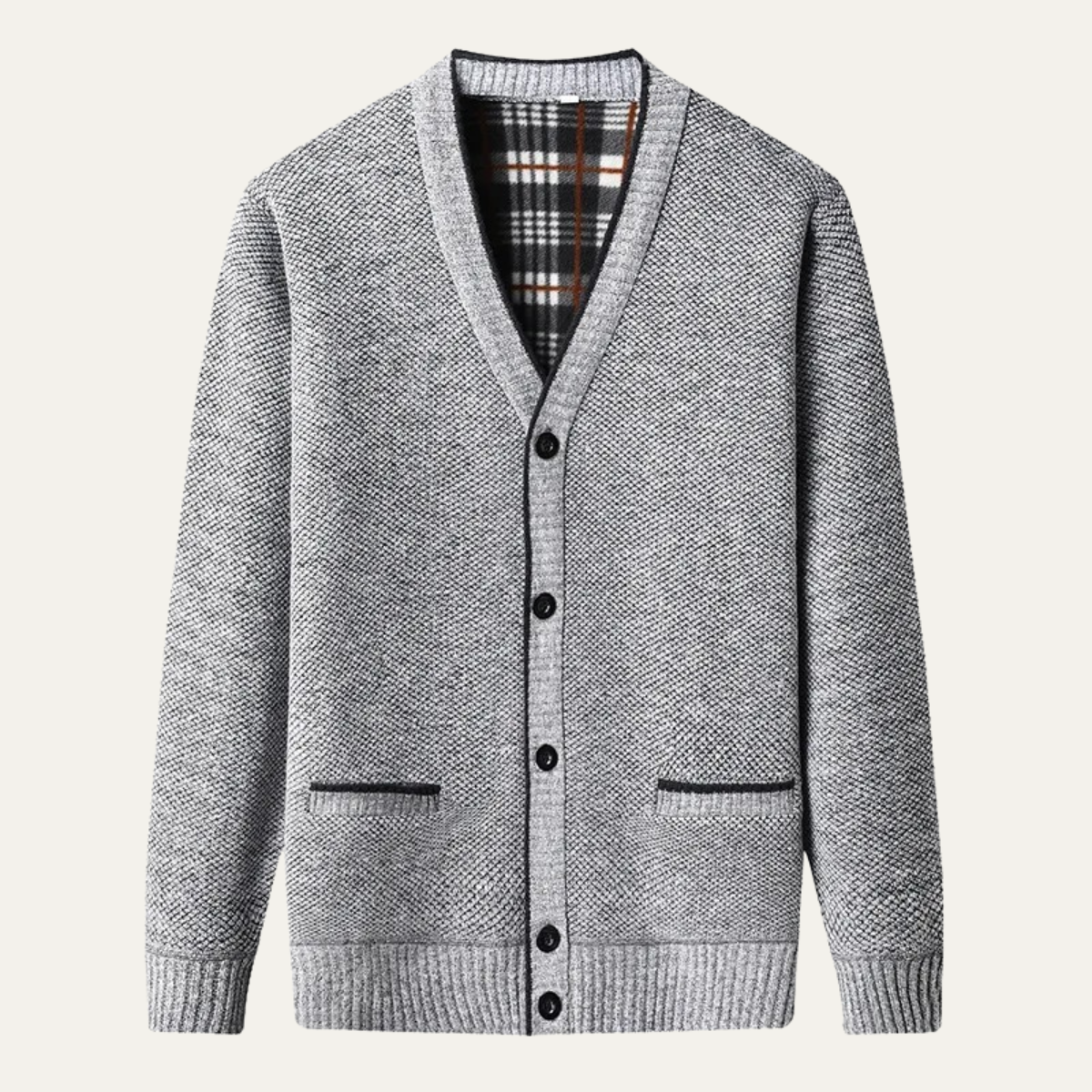 The Whitford – Cardigan Homme Cachemire Col V Doublure Chaude