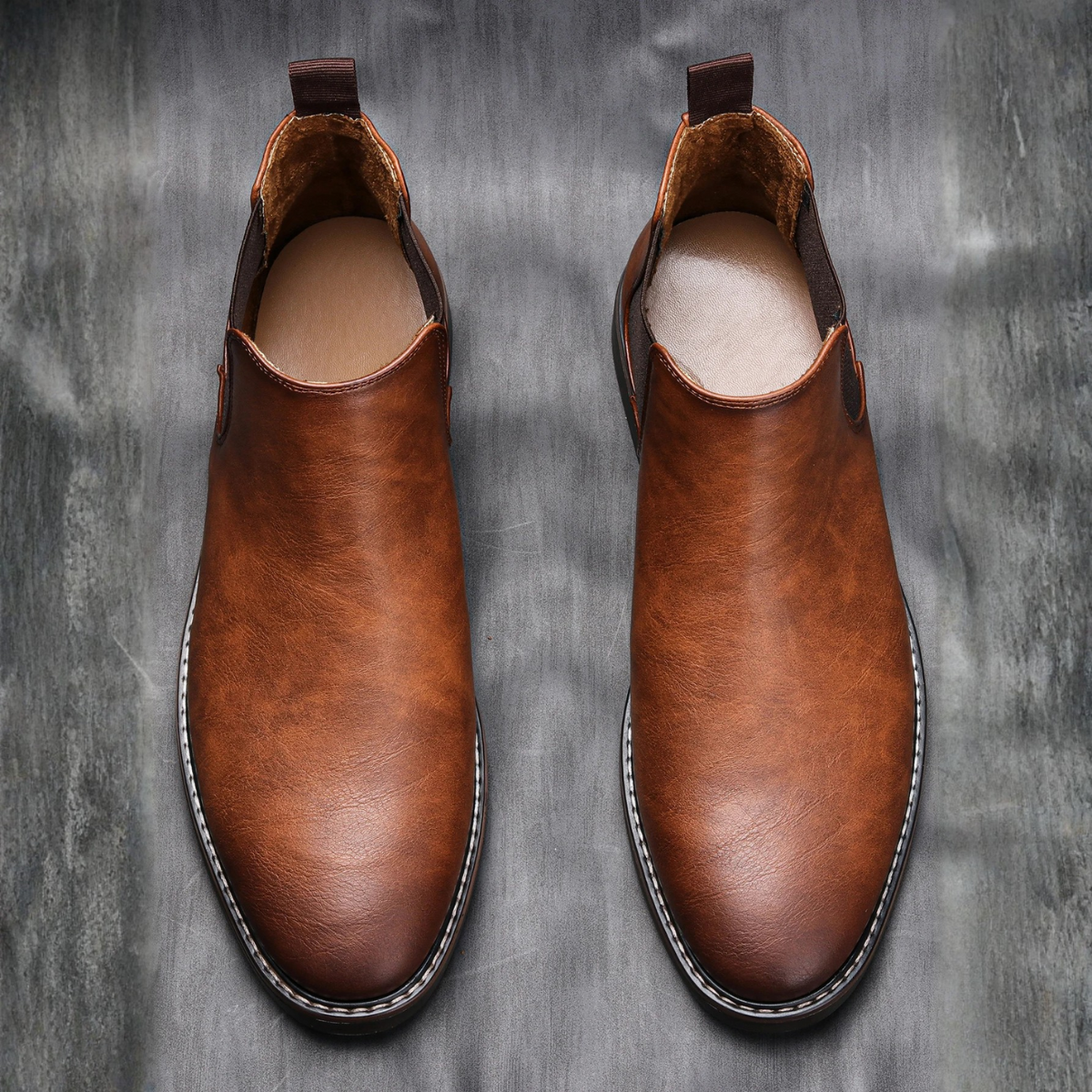 The Montalcino Bottines Chelsea Classiques en Cuir Marron à Enfiler pour Homme