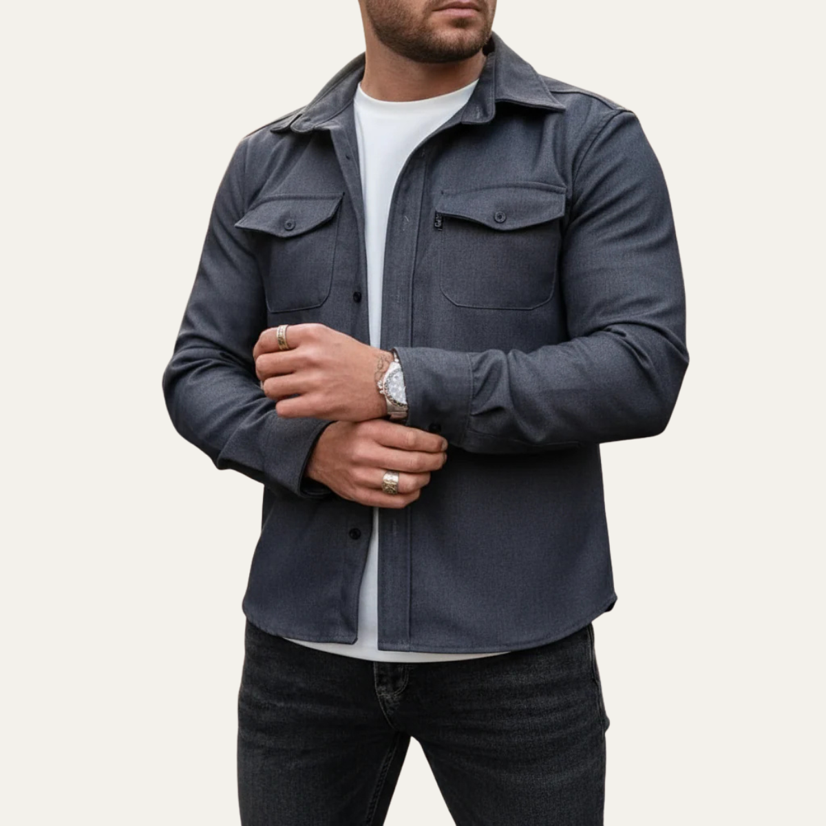 The Crossfield - Chemise en Mélange de Coton à Boutons Modernes pour Hommes