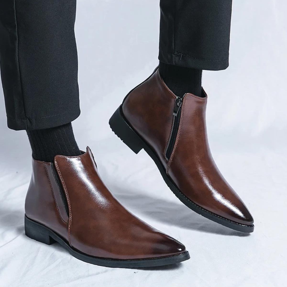 The Panarea - Bottes Chelsea Slip-On en Cuir Classiques pour Hommes