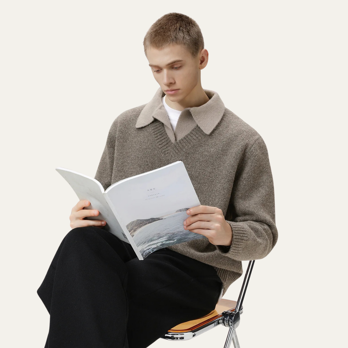 The Matera Stylish Le Pull Tricoté à Col Polo Doux pour Homme