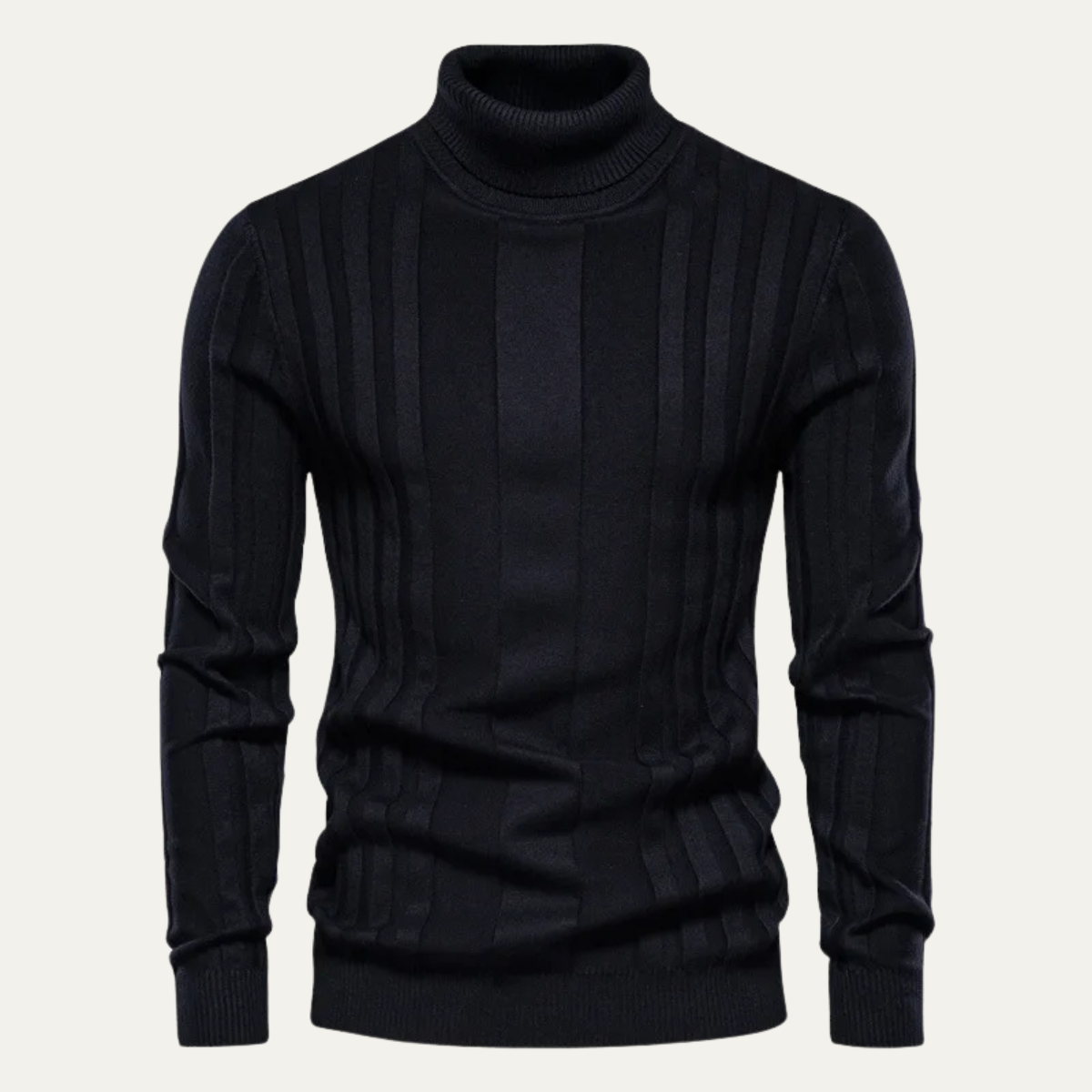 The Bolgheri – Pull homme col roulé en maille côtelée coupe ajustée