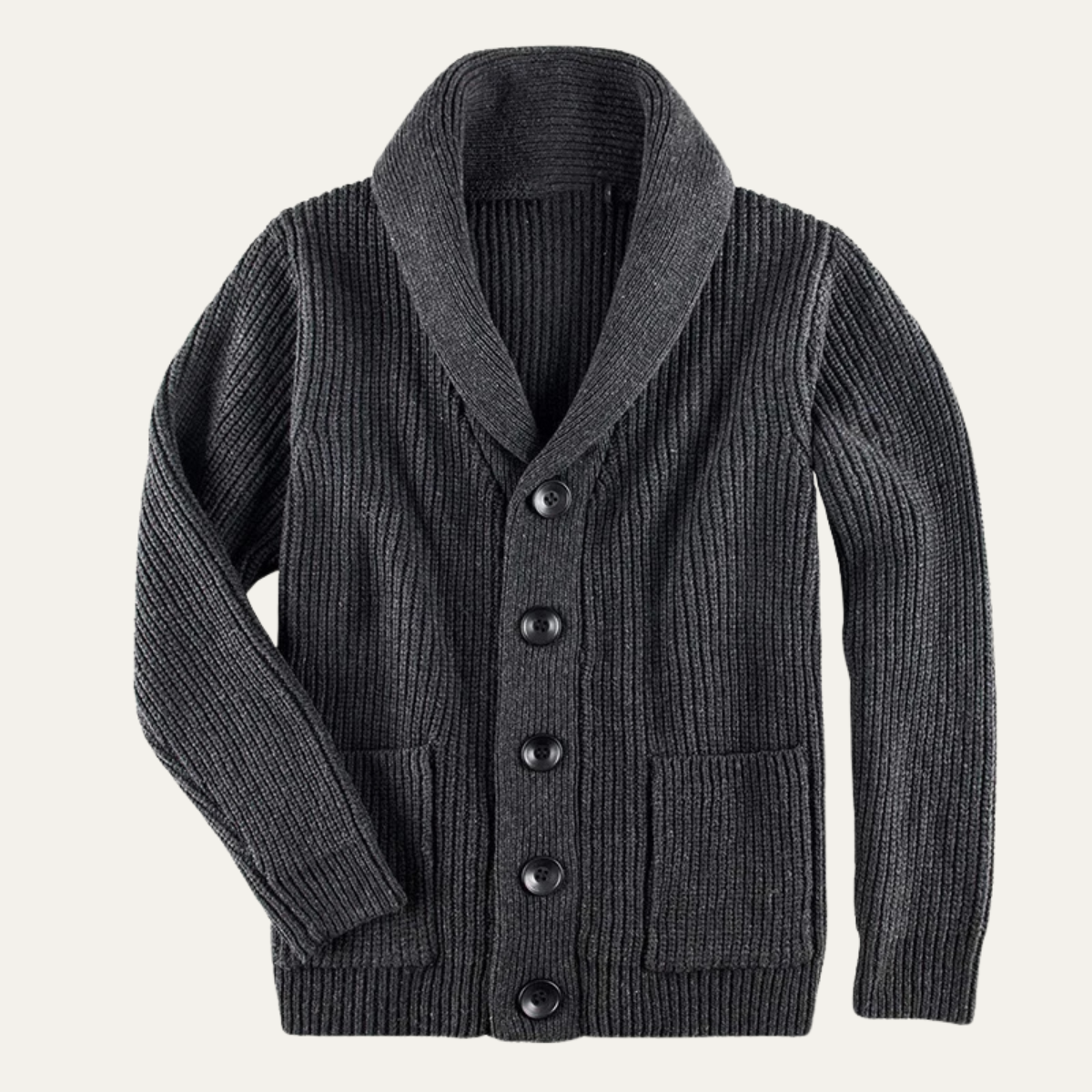 The Testaccio - Cardigan d'hiver épais en maille pour homme avec col châle