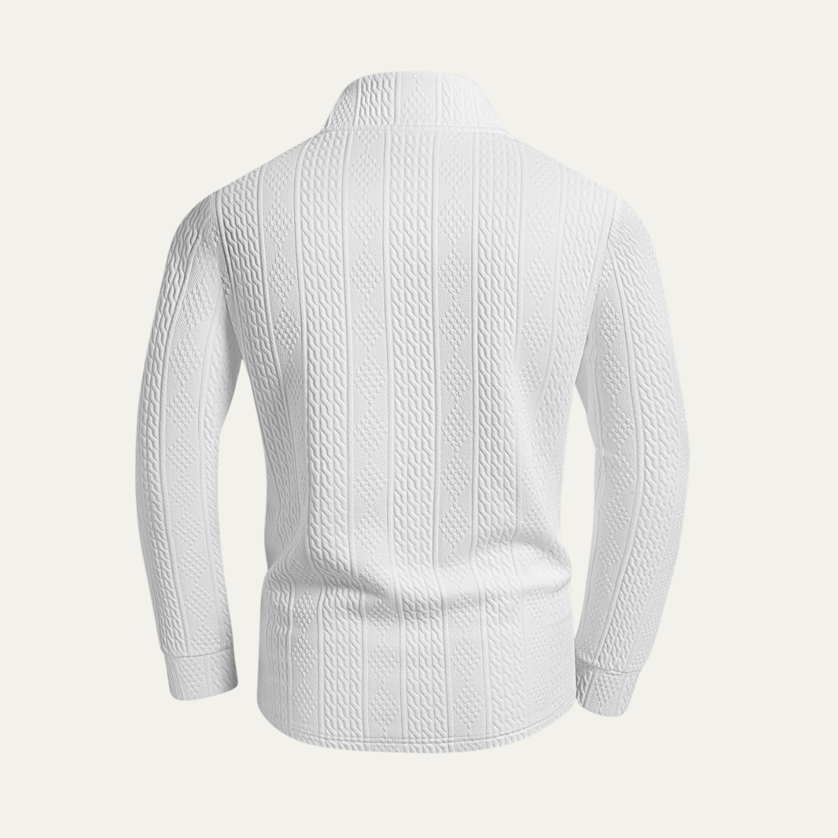 The Leighton - Pull blanc à fermeture éclair quart de longueur pour homme