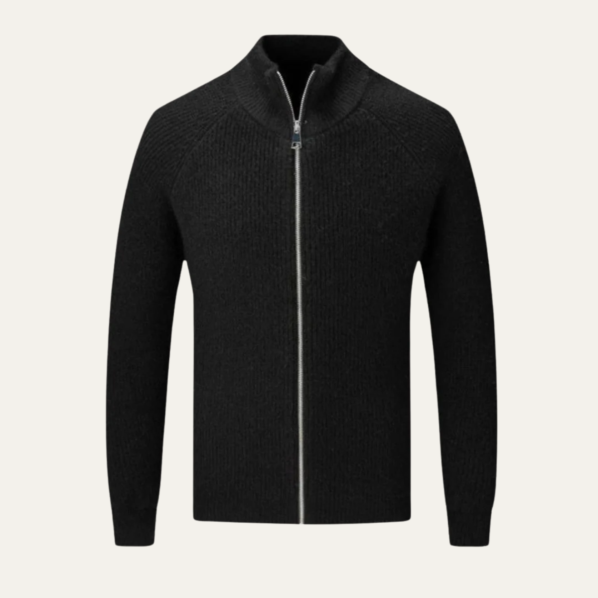 The Richmond - Cardigan Zippé Élégant en Laine Mérinos pour Homme