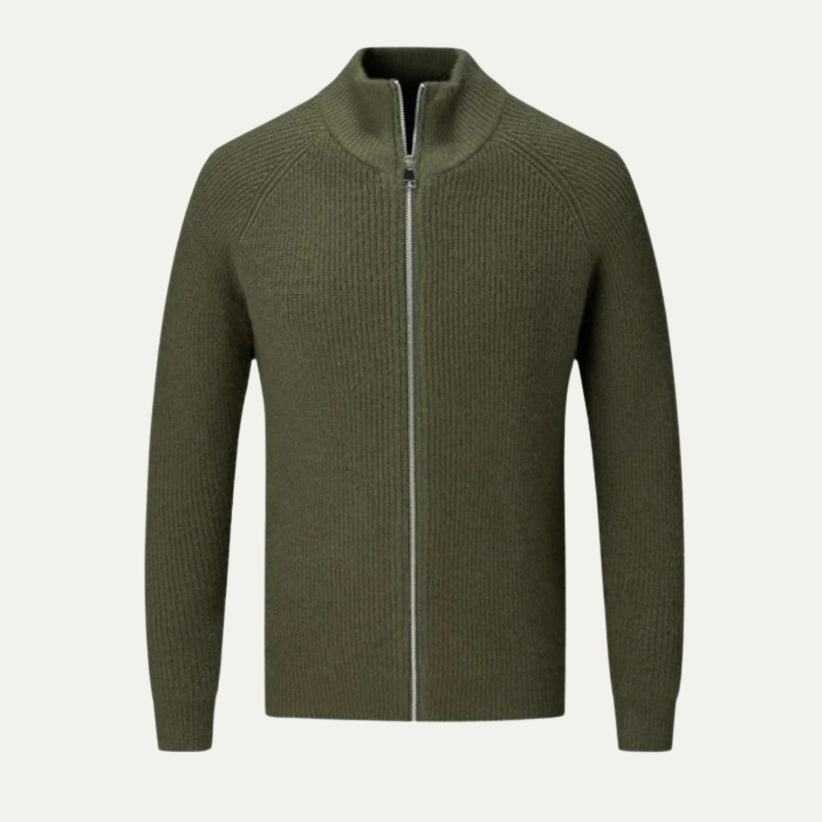 The Richmond - Cardigan Zippé Élégant en Laine Mérinos pour Homme